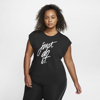 Top Nike Dri-FIT Maneca Scurta Graphic Training (Plus Size) Dama Negrii Albi | TQFX-70281